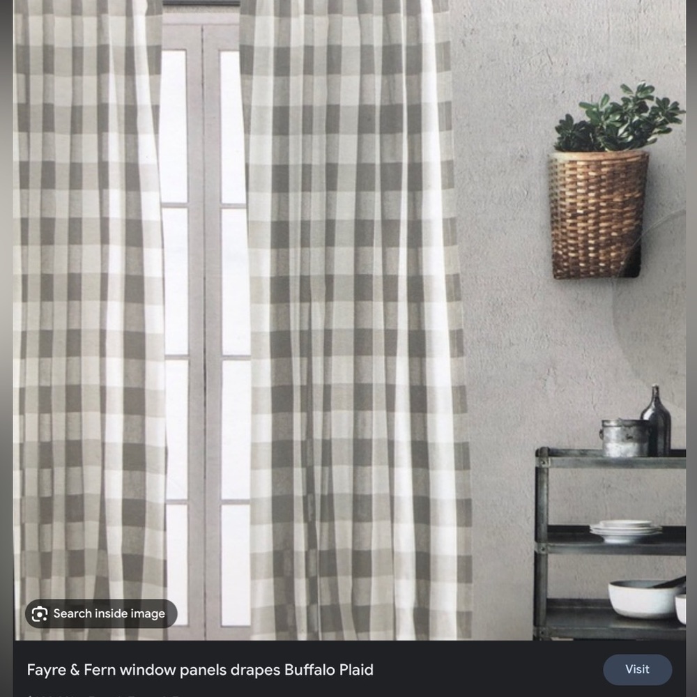 Fayre & Fern set of 2 window panels 
Farmhouse style Buffalo plaid